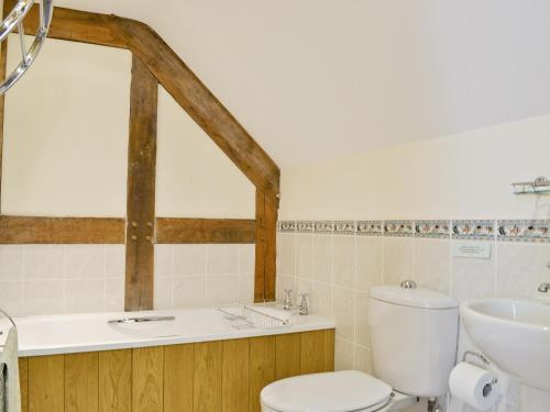 a bathroom with a toilet and a sink and a tub at Ty Rhyd in Llanrhaeadr-ym-Mochnant