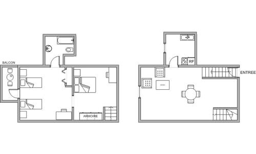 two views of the floor plans of a house illustration at Les arcades in Moissac-Bellevue