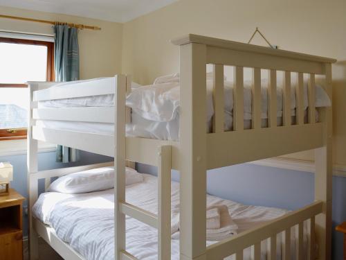 a bedroom with two bunk beds in a room at Birchwood in Marhamchurch