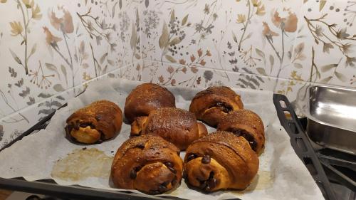 a bunch of pastries sitting on a tray at agriturismo macchia al pino in Pomaia