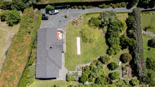 an overhead view of a house with a roof at Chalet Eiger in Taupo