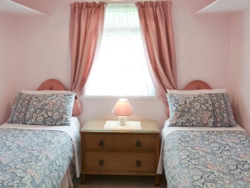 a bedroom with two twin beds and a window at Silver Birches-af46 in Horning