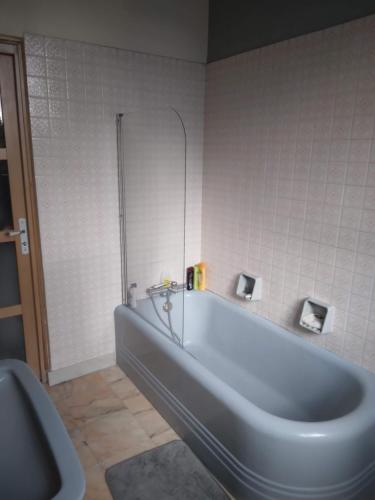 a bathroom with a tub and a shower with a toilet at Le castel Le Notre in Antony