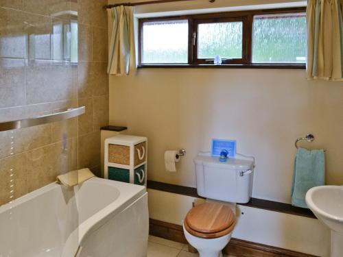 West Buckland的住宿－Horseshoes - E5369，带浴缸、卫生间和盥洗盆的浴室