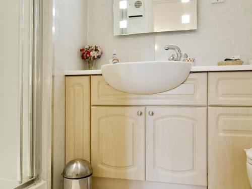a bathroom with a white sink on a counter at White Hill Farm Cottage in Dingestow
