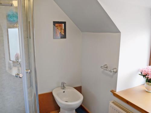 a bathroom with a toilet and a sink at Ben View in Gairloch