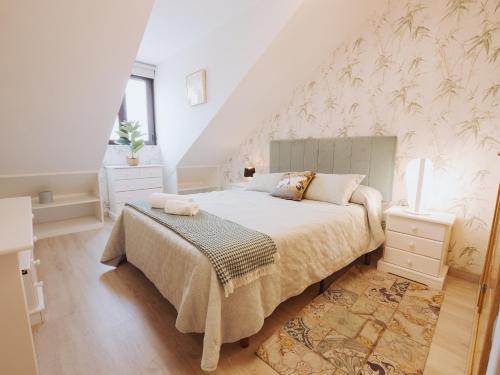 a bedroom with a large bed and a window at Apartamento SOFIA in Tordesillas