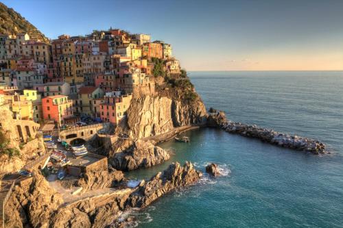 an aerial view of a positano village on a cliff at Il Casale Del Giglio in Santo Stefano di Magra