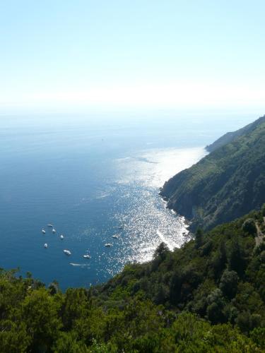 an aerial view of a large body of water with boats at Il Casale Del Giglio in Santo Stefano di Magra
