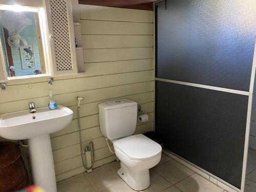 een badkamer met een toilet en een wastafel bij Casa Tapirapé - Barra Grande/BA in Barra Grande