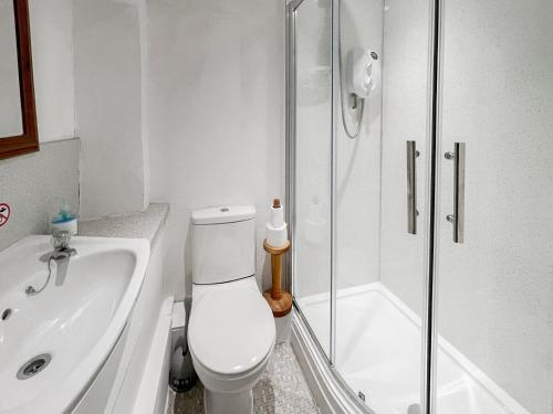 Duvale Priory - 9985 في Bampton: حمام مع مرحاض ودش ومغسلة