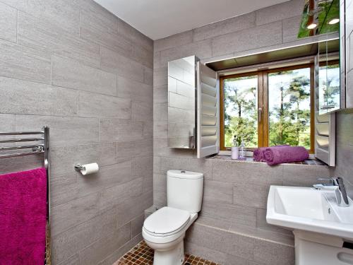 bagno con servizi igienici, lavandino e finestra di The Chapel - Chard a Wambrook