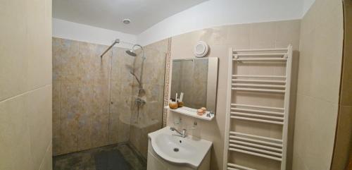 a bathroom with a shower and a sink at Casa Daria 