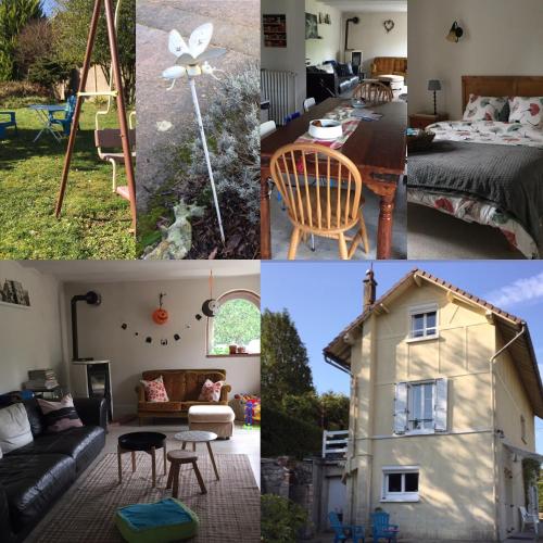 un collage de quatre photos d'une maison dans l'établissement Le Gîte de Pomme, à Nargis