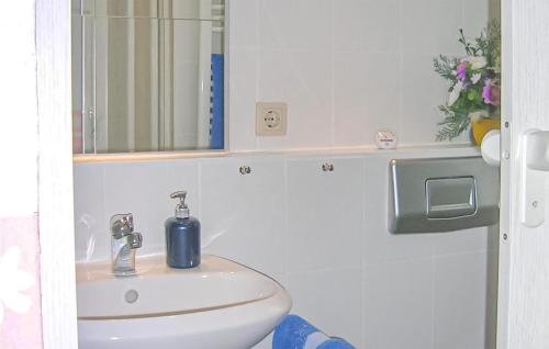 y baño con lavabo y espejo. en Gorgeous Home In Schlema Ot Wildbach With Kitchen, en Schlema