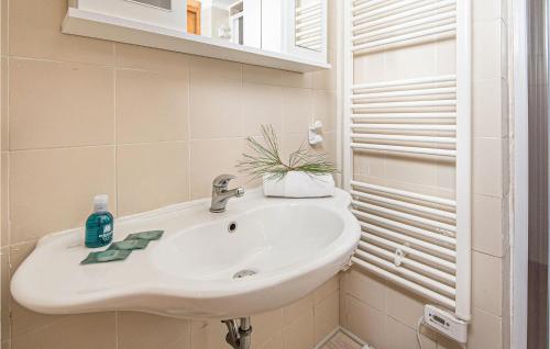 um lavatório branco numa casa de banho com uma planta em Bilo Plus Soppalco em Piombino