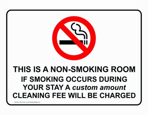 a sign that says no smoking room if smoking occurs during your stay a custom amount at Hotel Giugiù in Rome