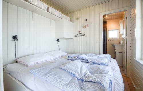 ハザスレウにあるLovely Home In Haderslev With House Sea Viewの白い壁のドミトリールーム(ベッド1台)