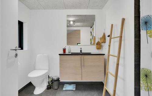ein Bad mit einem WC und einem Waschbecken in der Unterkunft 3 Bedroom Gorgeous Home In Glesborg in Fjellerup Strand