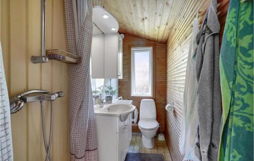 een kleine badkamer met een toilet en een wastafel bij Gorgeous Home In Fars With Kitchen in Farsø