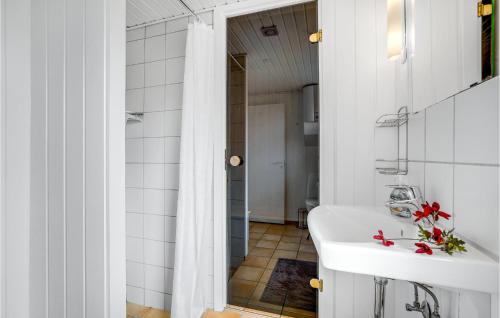 Sønderhoにある4 Bedroom Amazing Home In Fanのバスルーム(白いシンク、シャワー付)