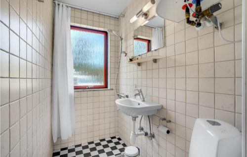 ブラーバンドにあるAmazing Home In Blvand With 3 Bedroomsのバスルーム(洗面台、トイレ付)、窓が備わります。