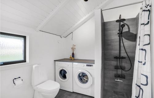 BjerregårdにあるVesterhavshyttenのバスルーム(洗濯機、トイレ付)