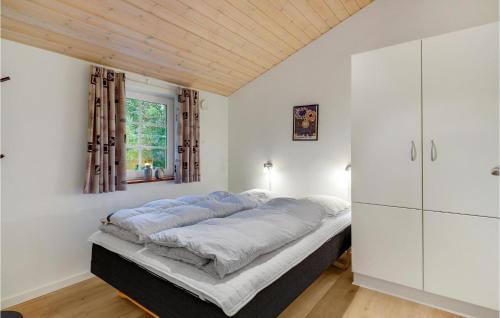 VestergårdにあるCozy Home In Toftlund With Kitchenの白い壁のベッドルーム1室(大型ベッド1台付)