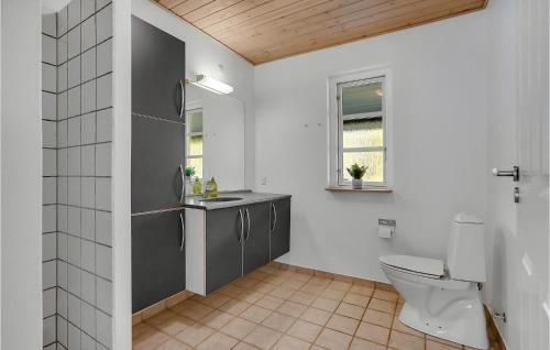 a bathroom with a toilet and a sink at 3 Bedroom Cozy Home In Silkeborg in Silkeborg