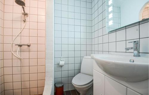 エーベルトフトにあるNice Apartment In Ebeltoft With Wifiのバスルーム(トイレ、洗面台付)