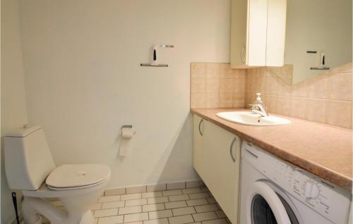 a bathroom with a toilet and a sink at Lovely Home In Hirtshals With Indoor Swimming Pool in Hirtshals