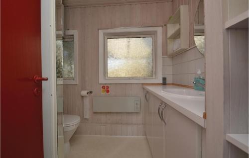 ファーンにあるBeautiful Home In Fan With Wifiのバスルーム(洗面台、トイレ付)、窓が備わります。