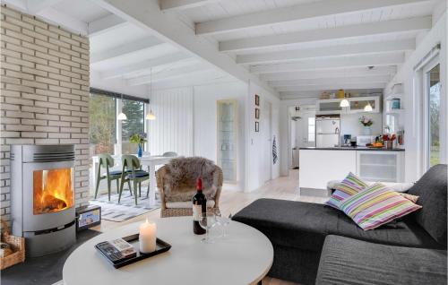 a living room with a couch and a fireplace at Holiday Home Jægerspris With Fireplace Iii in Jægerspris