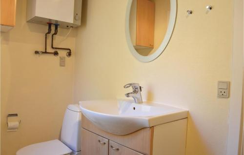 ロモ・キルケビーにある2 Bedroom Cozy Home In Rmのバスルーム(洗面台、トイレ、鏡付)