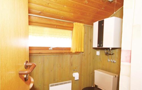 BjerregårdにあるAmazing Home In Hvide Sande With Kitchenのバスルーム(トイレ付)、窓が備わります。