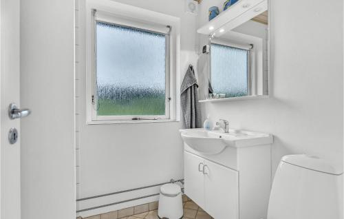 ファーボにあるNice Home In Faaborg With House Sea Viewの白いバスルーム(シンク、窓付)