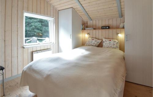 ein Schlafzimmer mit einem großen Bett in einem Zimmer mit einem Fenster in der Unterkunft Beautiful Home In Haarby With Wifi in Hårby