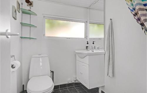 baño con aseo y lavabo y ventana en Stunning Home In rsted With Kitchen, en Ørsted