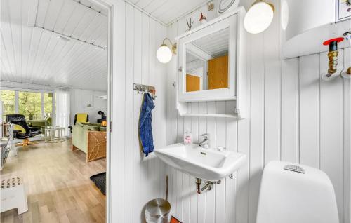 ein Bad mit einem Waschbecken und einem WC in der Unterkunft Lovely Home In Ringkbing With Kitchen in Ringkøbing