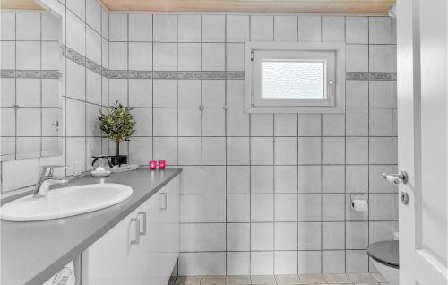 y baño con lavabo y aseo. en Amazing Home In Haderslev With Wifi, en Diernæs