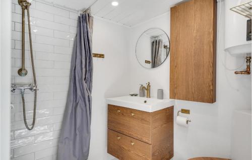 bagno con lavandino e doccia di Nice Home In Svendborg With Wifi a Svendborg
