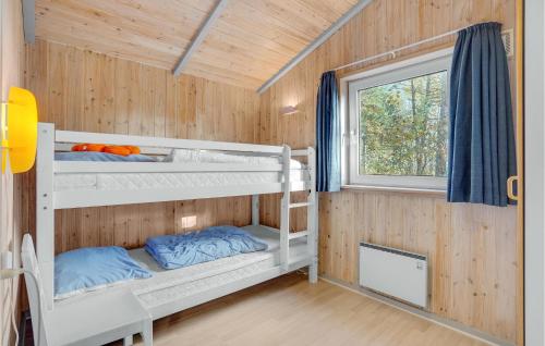 ロモ・キルケビーにあるStunning Home In Rm With 3 Bedrooms, Sauna And Wifiの二段ベッド2台と窓が備わる客室です。