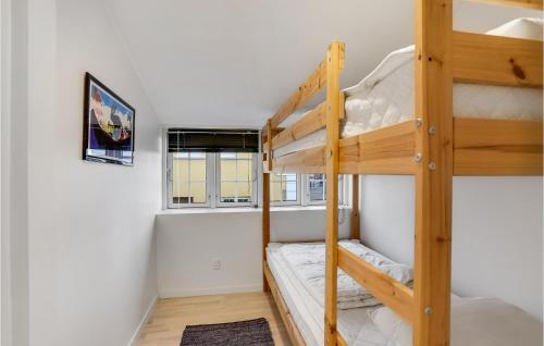 1 dormitorio con 2 literas y ventana en 3 Bedroom Beautiful Home In Skagen, en Skagen