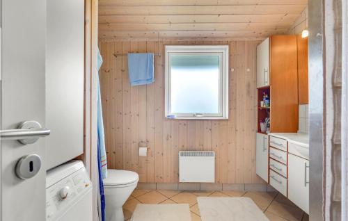 Spodsbjergにある3 Bedroom Amazing Home In Rudkbingのバスルーム(トイレ付)、窓が備わります。