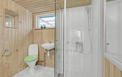 een badkamer met een douche, een toilet en een wastafel bij Beautiful Home In Vordingborg With Wifi in Vordingborg