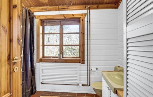 a bathroom with a window and a sink at Nice Home In Frederikshavn With Wifi in Frederikshavn