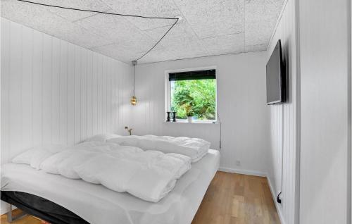um quarto branco com uma grande cama branca em Stunning Home In Haderslev With Wifi em Diernæs