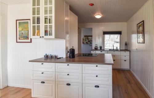 a kitchen with white cabinets and a counter top at Stunning Home In Frørup With Wifi in Frørup