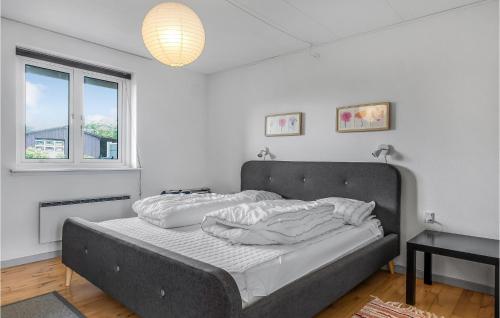 ein Schlafzimmer mit einem Bett in einem Zimmer mit einem Fenster in der Unterkunft Stunning Home In Ribe With Wifi in Ribe