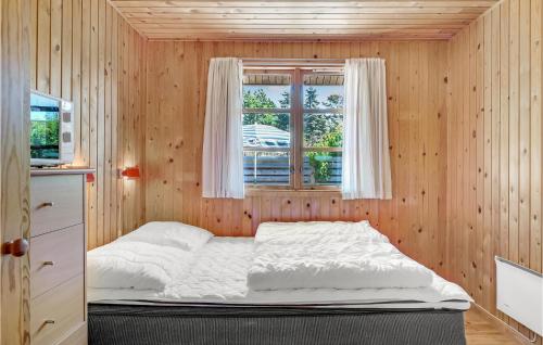 DronningmølleにあるLovely Home In Hornbk With Kitchenの窓付きの木造の部屋のベッド1台